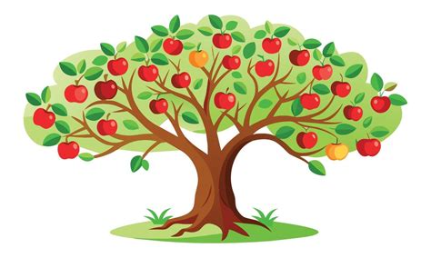 Apple tree outline isolated flat illustration on white background ...