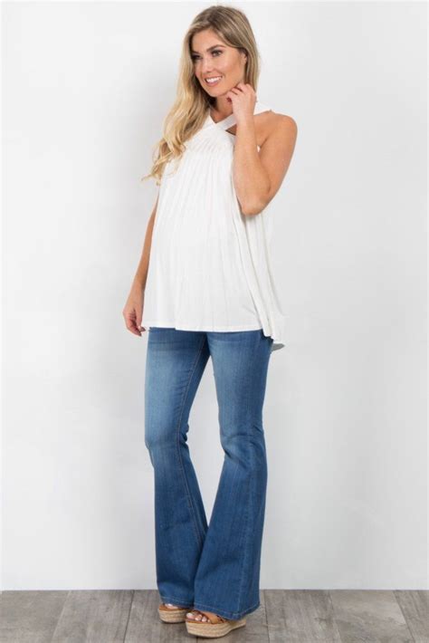 Light Blue Maternity Flare Jeans Stylish Maternity Outfits Maternity