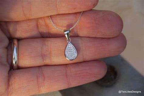 Teardrop Necklace Teardrop Jewelry Silver Zircon Teardrop Pendant