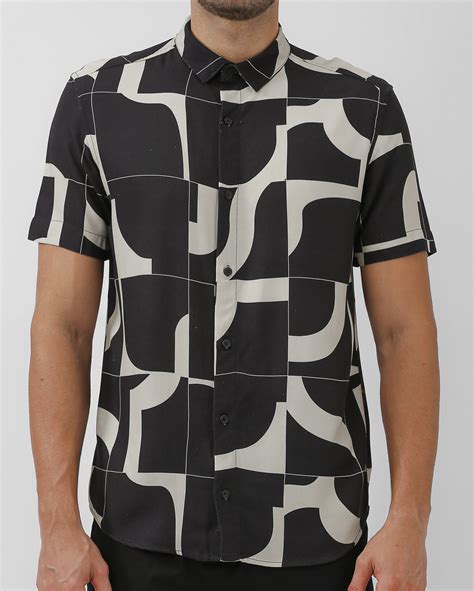 Riachuelo Camisa Masculina Slim Abstrata Preta Pool By Riachuelo