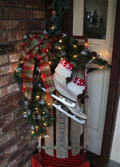 My Christmas Outdoor Display Antique Sled With Ice Skates Christmas