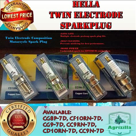 Spark Plug Twin Electrode Brand HELLA CG8P 7D CF10RN 7D CG9 7D CC9RN