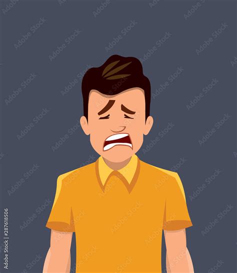 Sad facial expression. sadness young man expression vector illustration ...