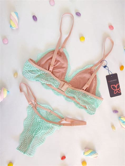 Conjunto D Ris Verde Menta Voluphia Lingerie Sensual Em Bras Lia