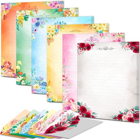 Anzon Mories 72 Pieces Cute Stationary Writing Paper and Envelope Set (2 Sides Colored, 1 Side ...