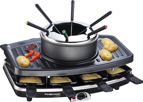 Finecook 3 In 1 Raclette Grill Fondue Set Gourmet Fondue Combinatie