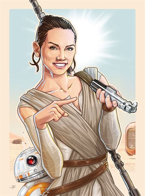 Star Wars Pin Ups Series Rey Personal Artwork Star Wars Bb8 Star