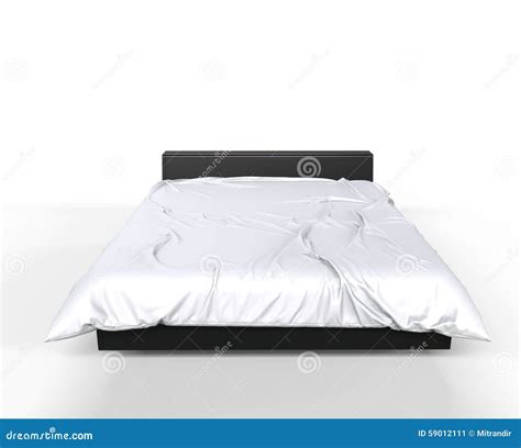 Modern Big Bed - White Sheets - Front View Stock Illustration ...