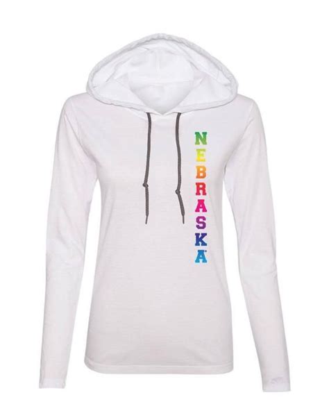 Women S Rainbow NEBRASKA Tee Nebraska Huskers Hooded Tee Shirt