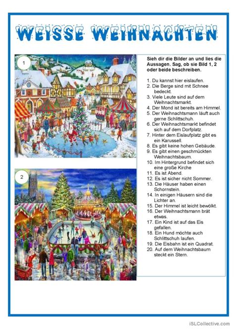 Bildbeschreibung Weisse Weihnachte Deutsch Daf Arbeitsbl Tter Pdf Doc