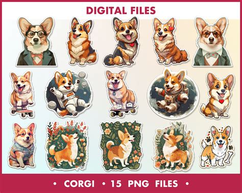 Corgi Clipart Png Corgi Sticker Pack Corgi Lovers Bundle 15 Images