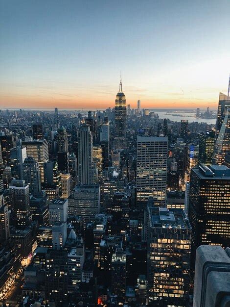 Premium Photo Aerial View Of City Buildings During Sunset