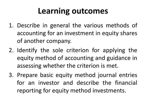 Advansed Accounting Ch The Equity Method Of Accounting For