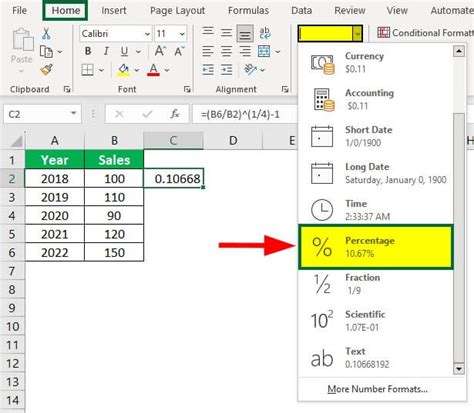 How To Use Cagr Formula In Excel Using Rri Rate Power