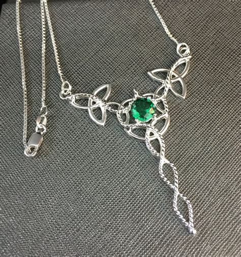 Celtic Knot Gemstone Necklace In Sterling Silver Statement Etsy