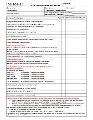 Fillable Online ELAC Certification Form Checklist Fax Email Print