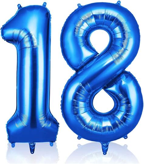 OFFCUP Palloncini Compleanno 18 Anni Blu 101 CM Palloncino Numero 18