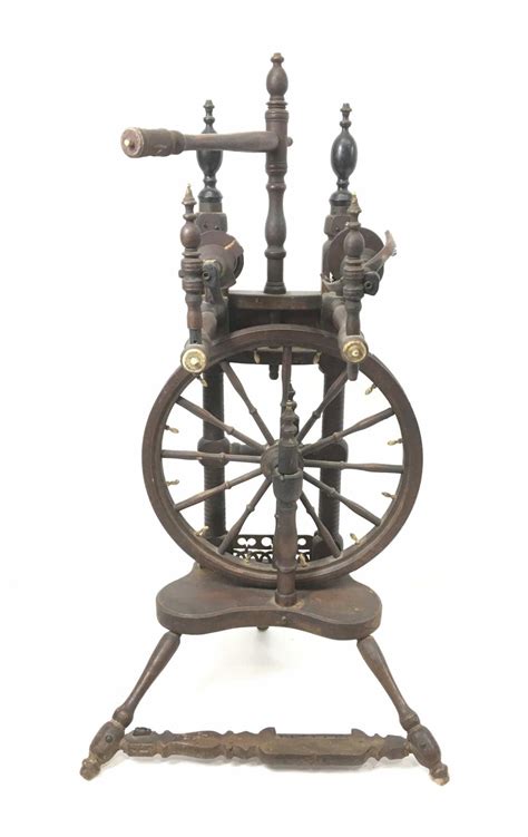 Lot Antique Wood Castle Spinning Wheel