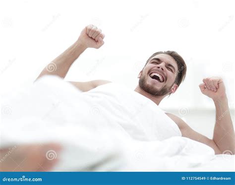 Happy Man Waking Up in the Morning Stock Image - Image of person ...