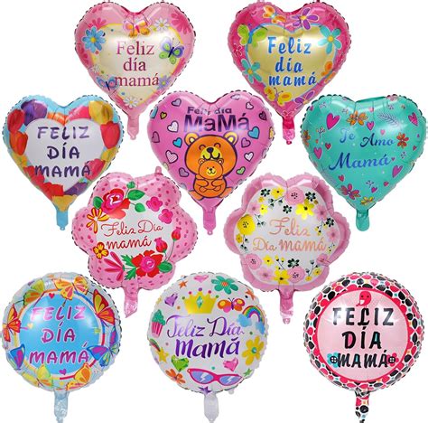 Howaf 10pcs Mothers Day Foil Balloons Happy Feliz Dia