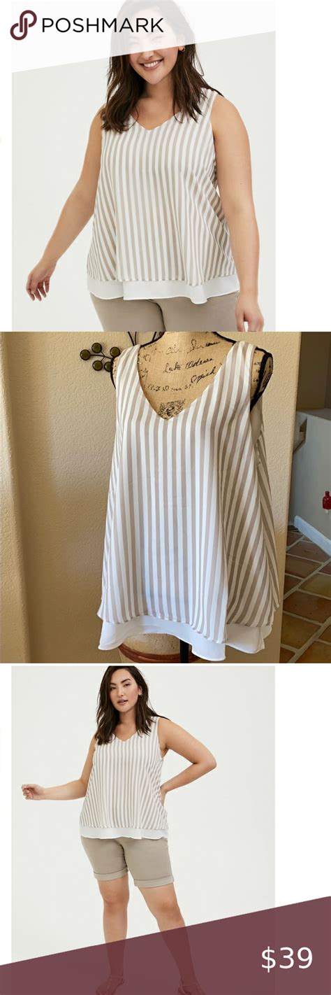 Torrid Striped Chiffon Double Layer Tank Nwt X Layering Tanks