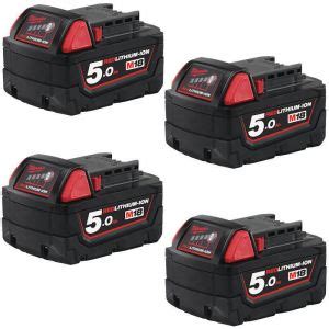 Milwaukee 2x M18B5 M18 5 0Ah Red Lithium Ion Batteries