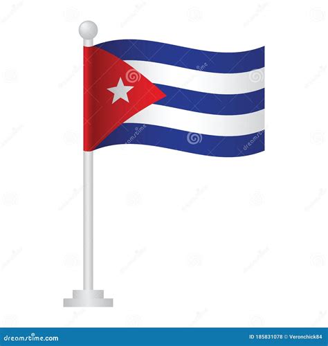 Cuba Flag National Flag Of Cuba On Pole Vector Stock Vector