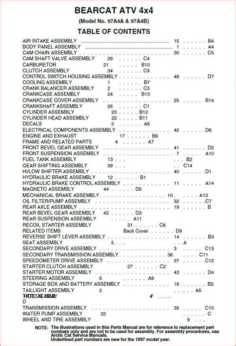 Arctic Cat Bearcat 454 4x4 Atc Replacement Parts Manual 1997 Pdf Download Heydownloads