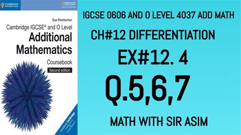 Additional Math Igcse And O Levels Ch Differentiation Ex