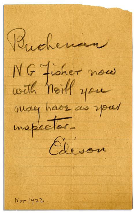 Lot Detail - Thomas Edison Autograph Note Signed