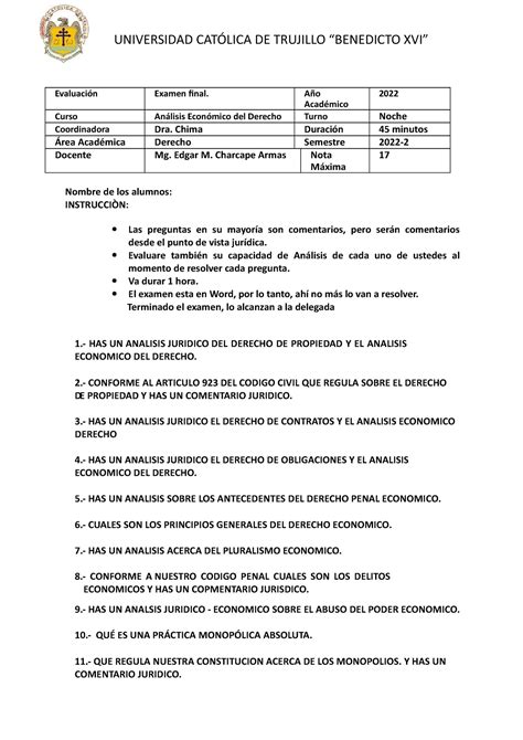 Examen DE Analisis Economico DEL Derecho Segundo Semestre