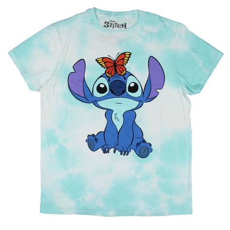 Disney Womens Lilo And Stitch Butterfly Tie Dye Boyfriend Fit Adult T