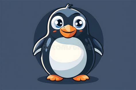 Logotipo Colorido Plano De Um Pinguim Giro No Estilo De Desenho Animado