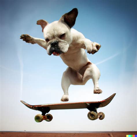 A dog doing skateboarding