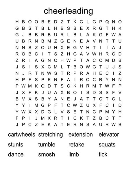 Cheerleading Word Search Wordmint