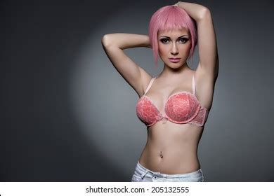 Sexy Girl Pink Lingerie Bright Hair Stock Photo 205132555 Shutterstock