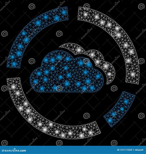 Flare Mesh Network Cloud Diagrams With Flare Spots Stock Vector