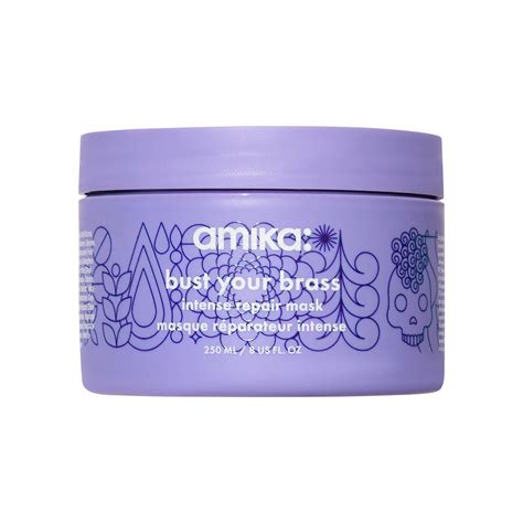 Amika Bust Your Brass Cool Blonde Purple Intense Repair Hair Mask 8 Oz