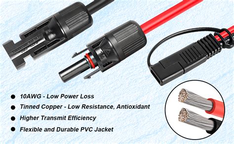 Amazon MOOKEERF 2PCS 3FT Solar Panel To SAE Adapter Cable 10AWG