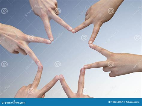 Twelve Fingers Forming A Star Stock Image Image Of Forming Nail