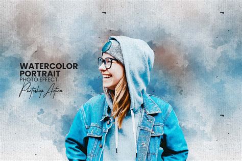 Photoshop Action Watercolor Portrait Effect Photoshop Action