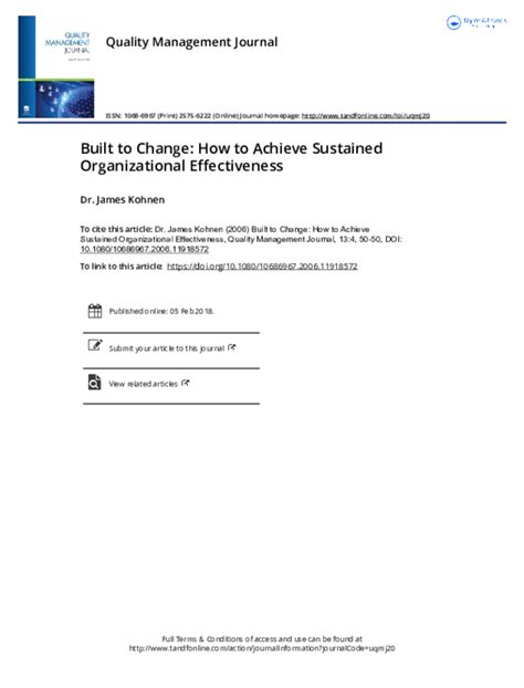 (PDF) Built to Change: How to Achieve Sustained Organizational ...