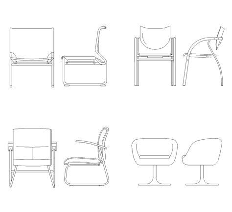 Sillas Modernas Con Estructura De Metal Dwg Bloque Cad