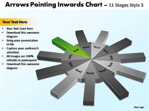 Arrows Pointing Inwards Chart Stages Style Powerpoint Templates