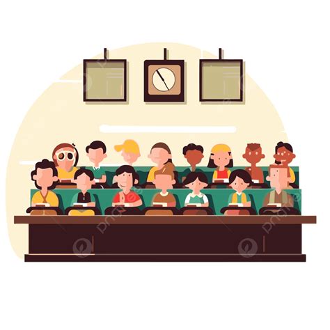 Attendance Clipart People Sitting At The Classroom Desk Cartoon Vector ...