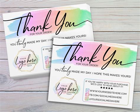 Customer Thank You Cards Small Business Thank Yous Business Etsy Canada