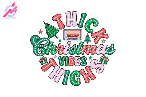 Thick Thighs Christmas Vibes Retro PNG Graphic By Craft Artist