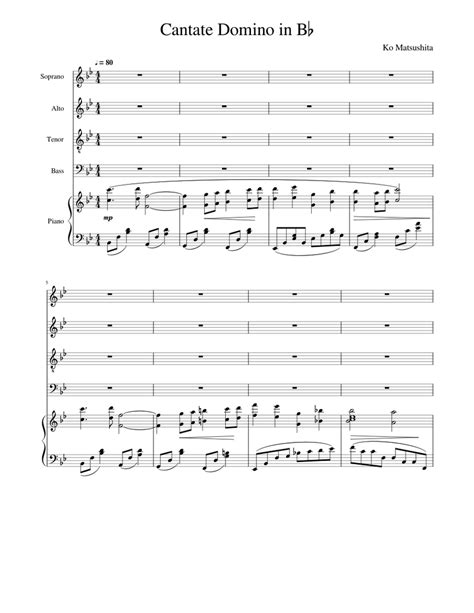 Cantate Domino In B♭ Sheet Music For Piano Soprano Alto Tenor And More Instruments Satb