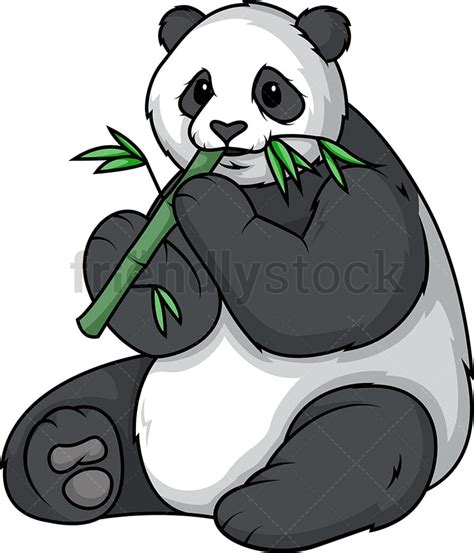 Panda Bear Eating Bamboo Cartoon Clipart Vector - FriendlyStock