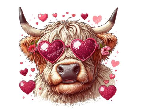 Valentine Heifer Love Png Highland Cow Valentine Png Valentine Day